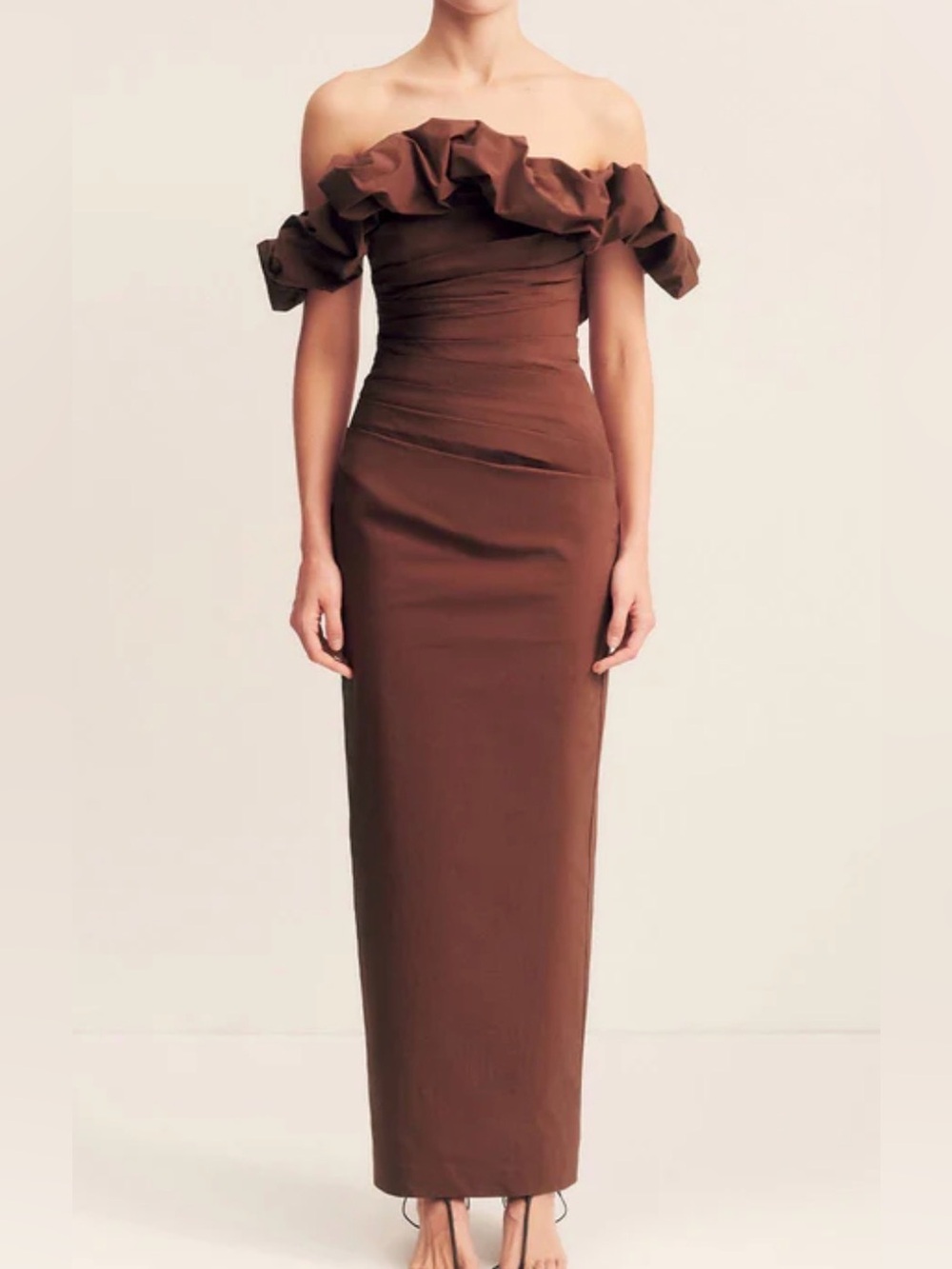 NWT-SHONA JOY CAMPBELL OFF THE SHOULDER DRESS- SIZE 6- ESPRESSO
